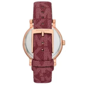 Michael Kors Corey Crystals Red Dial Red Leather Strap Women's Watch - MKO1025