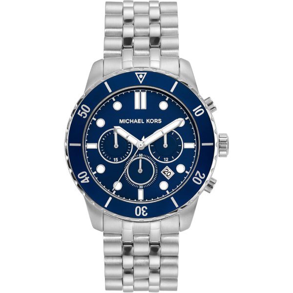 Michael Kors Cunningham Chronograph Blue Dial Silver Steel Strap Watch For Men - MK8999
