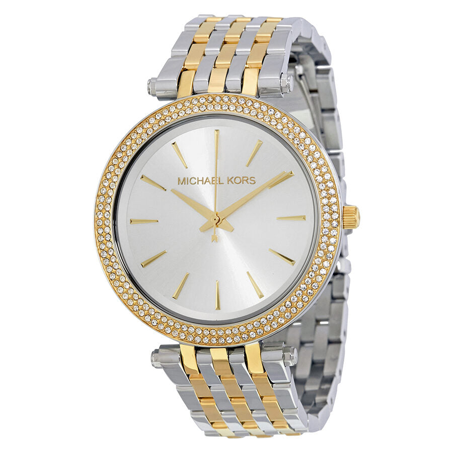 Michael Kors Darci two-tone ladies watch with silver dial and crystal-set bezel