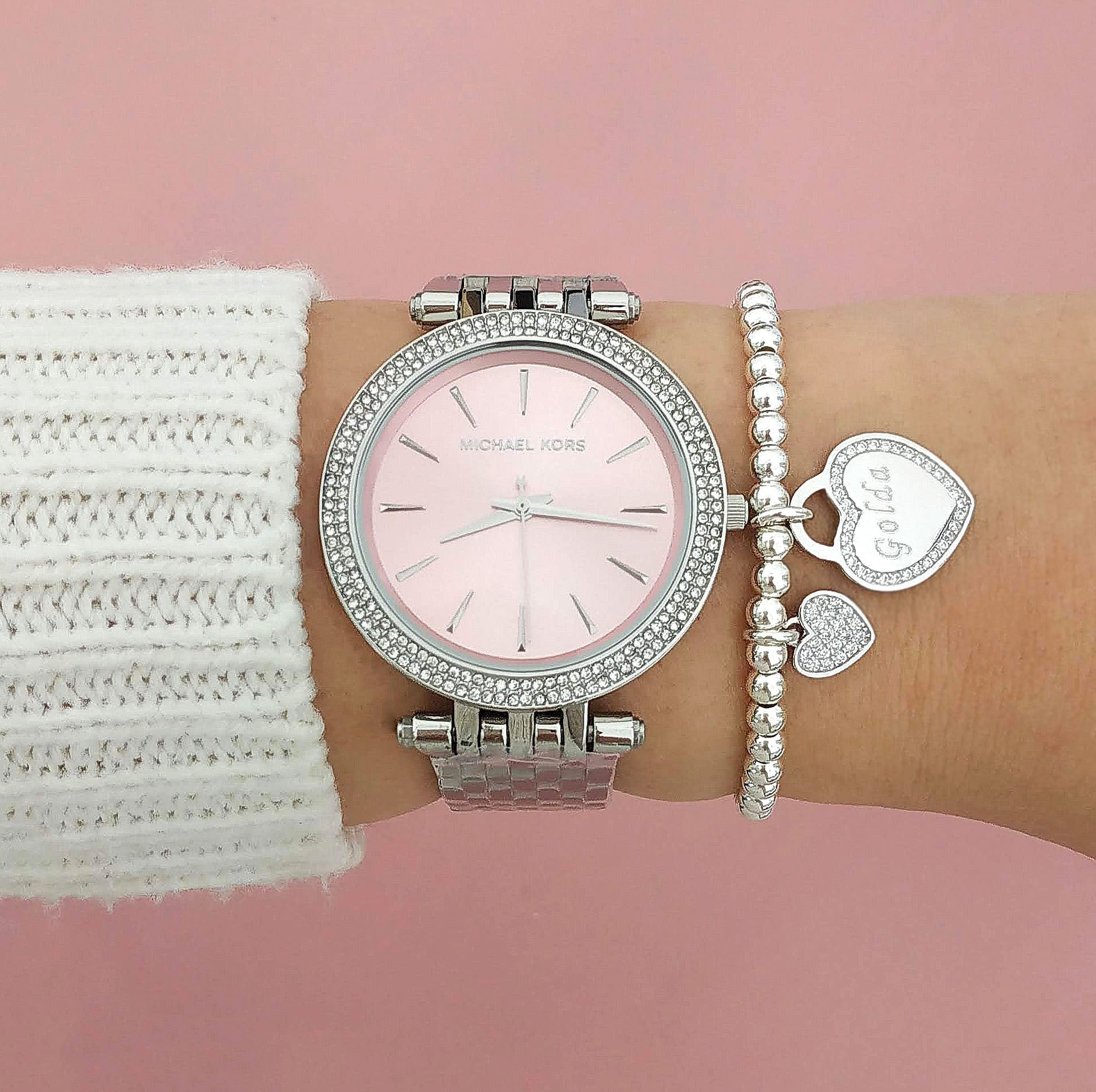 Michael Kors Darci Crystal Paved Pink Dial Ladies Watch MK3352