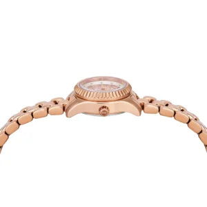 Top-down view of Darci Petite watch showing crystal-embellished dial and fluted bezel