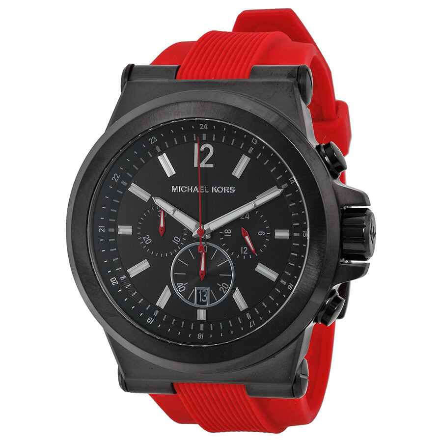 Michael Kors Dylan Chronograph Black Dial Red Silicone Men's Watch MK8382 - Watches of New Zealand