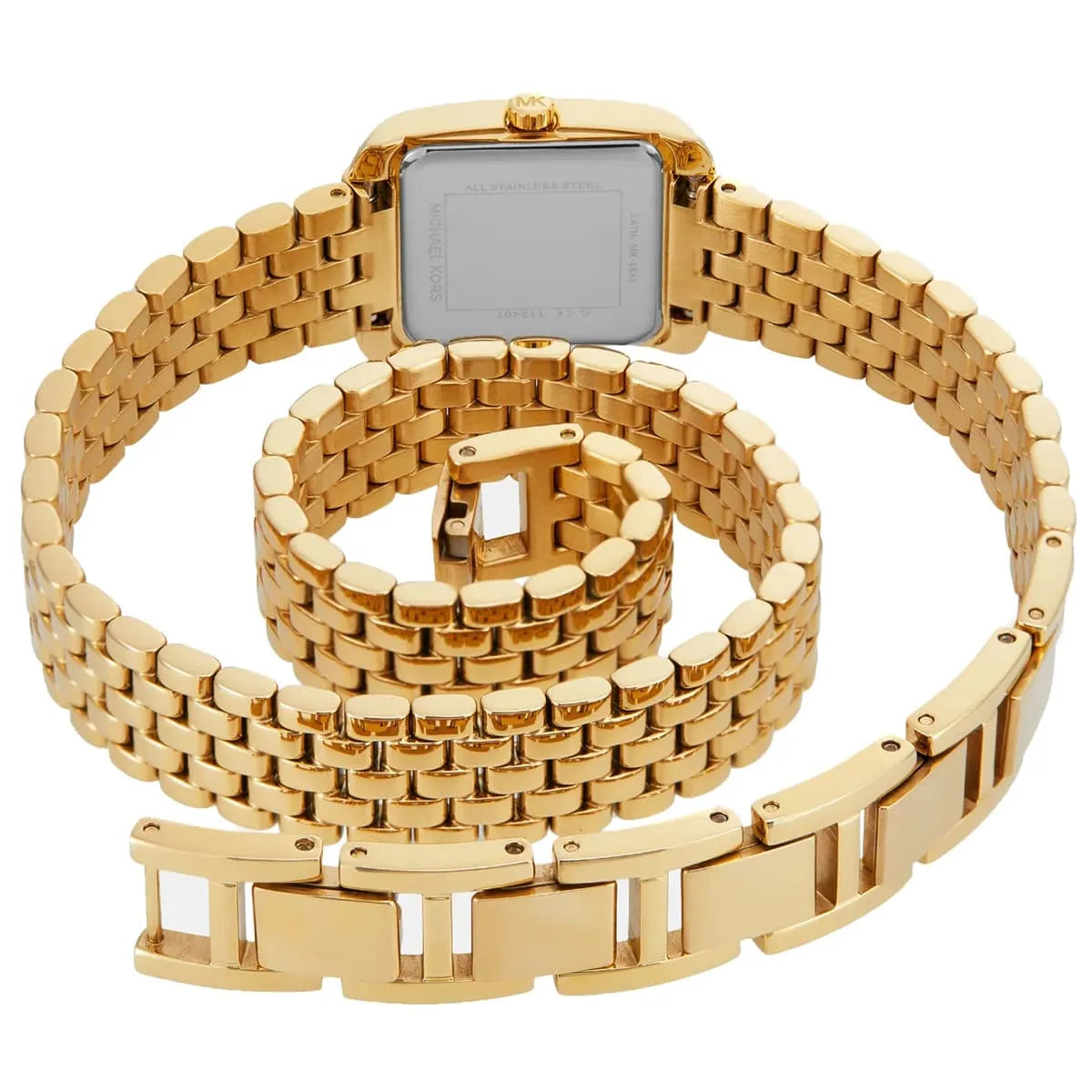 Michael Kors Emery MK4833 double wrap gold bracelet showing full length configuration