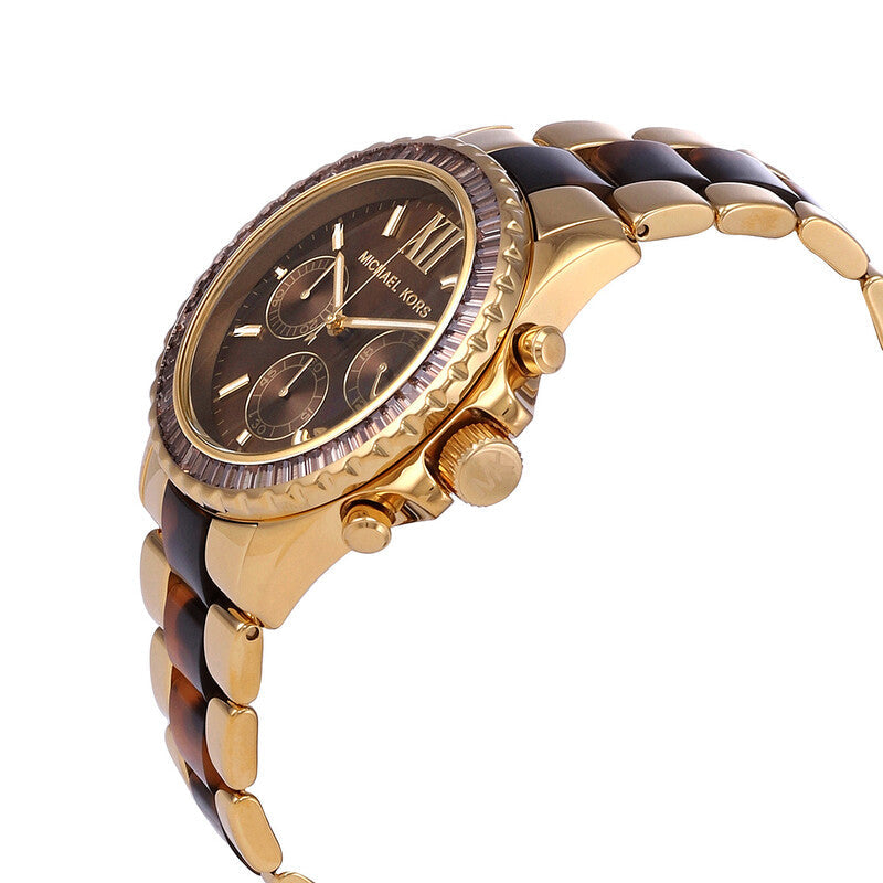 Michael Kors Everest Chronograph Quartz Crystal Brown Dial Ladies Watch MK6973