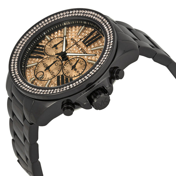 Michael Kors Everest  Chronograph Rose Dial Black Ion-plated Ladies Watch MK5879 - Watches of New Zealand #2