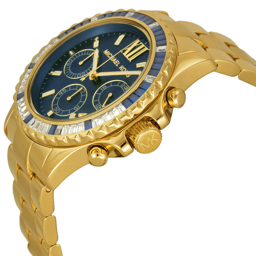 Michael Kors Everest Chronograph Navy Dial Gold-tone Ladies Watch MK5754