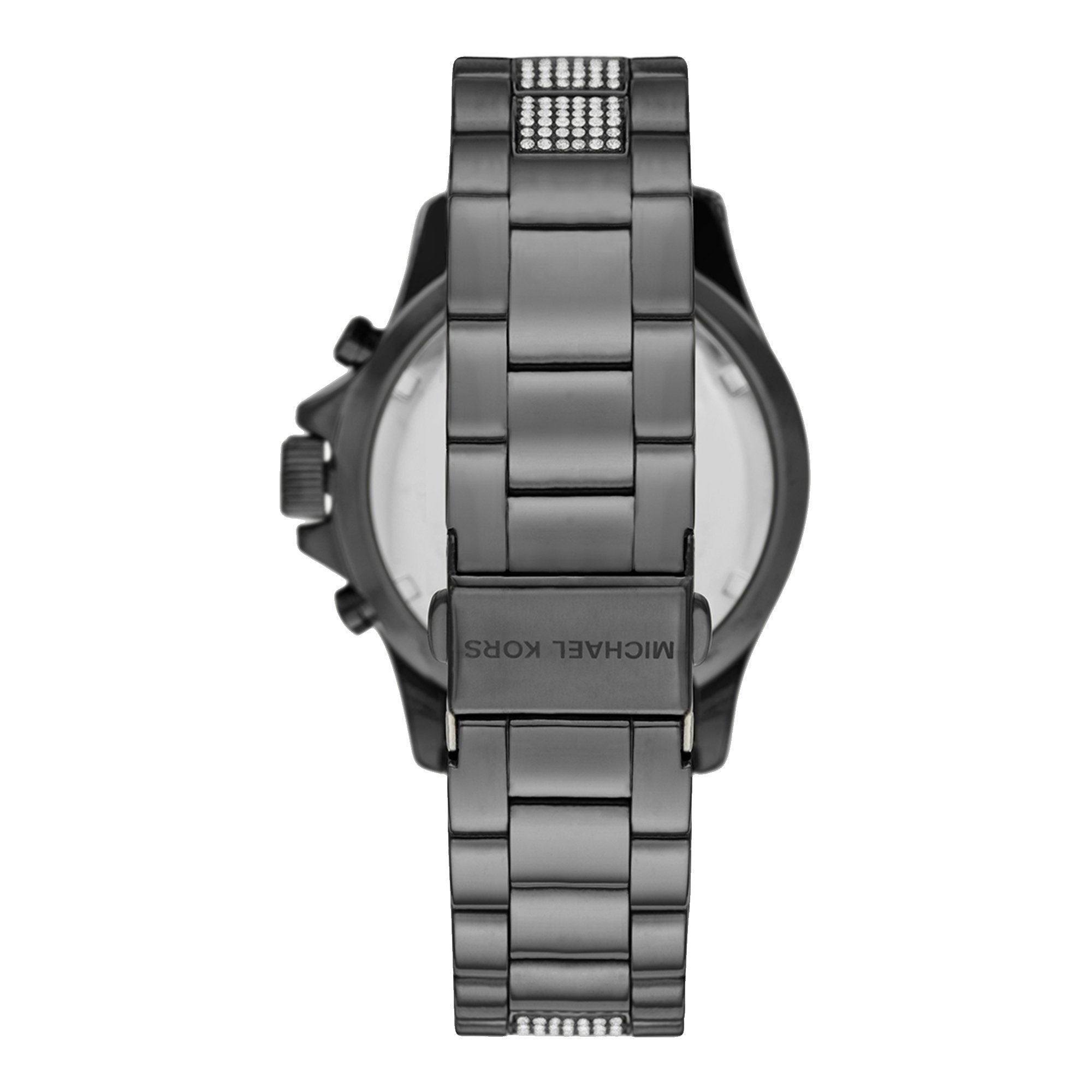 Michael Kors Everest caseback with crystal display and steel bracelet