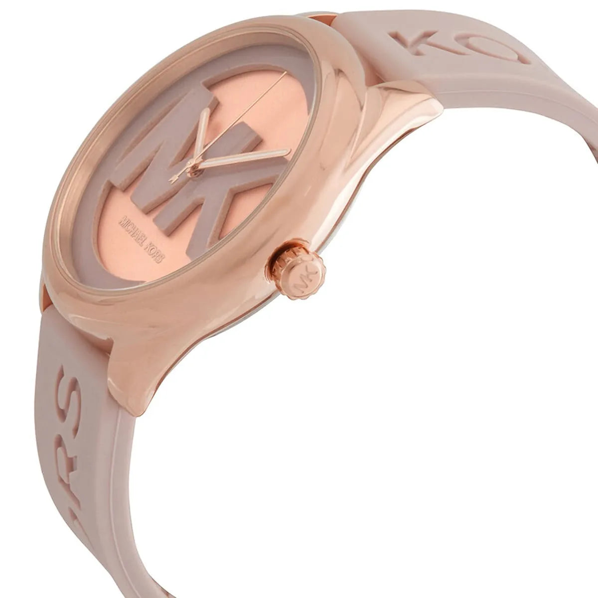 Michael Kors Janelle watch side profile showing rose gold case thickness