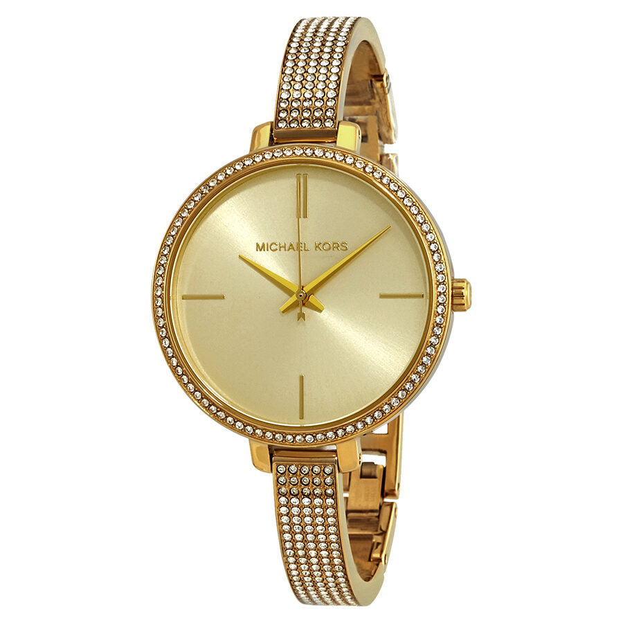 Michael Kors Jaryn gold women's watch with pavé-embellished bezel and sunray dial