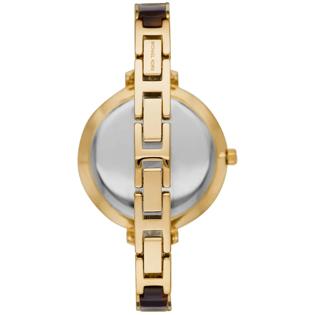Michael Kors Jaryn two-tone gold and tortoiseshell metal strap detail