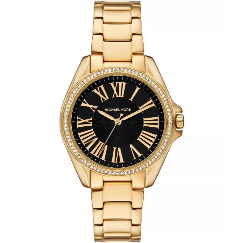 Michael Kors Kacie Analogue Black Dial Gold Steel Strap Women's Watch - MK4852