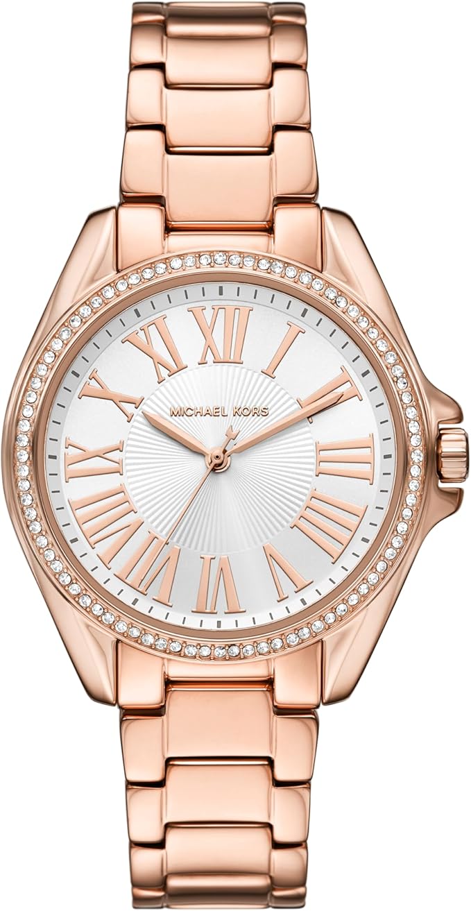 Michael Kors Kaycie Pavé rose gold-tone women's watch with crystal-set bezel and Roman numeral dial