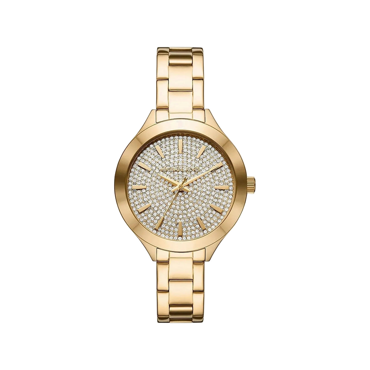 Michael Kors Key Biscayne gold-tone women's watch with crystal dial and matching bracelet