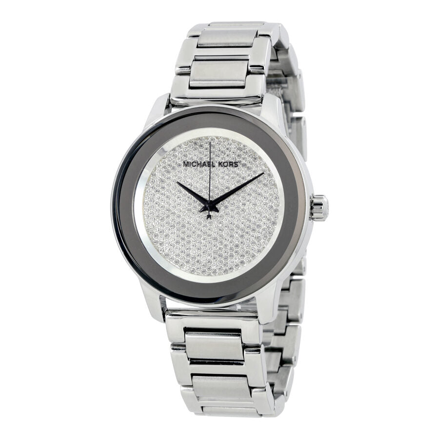 Michael Kors Kinley MK5996 silver-tone men's watch with diamond pave dial