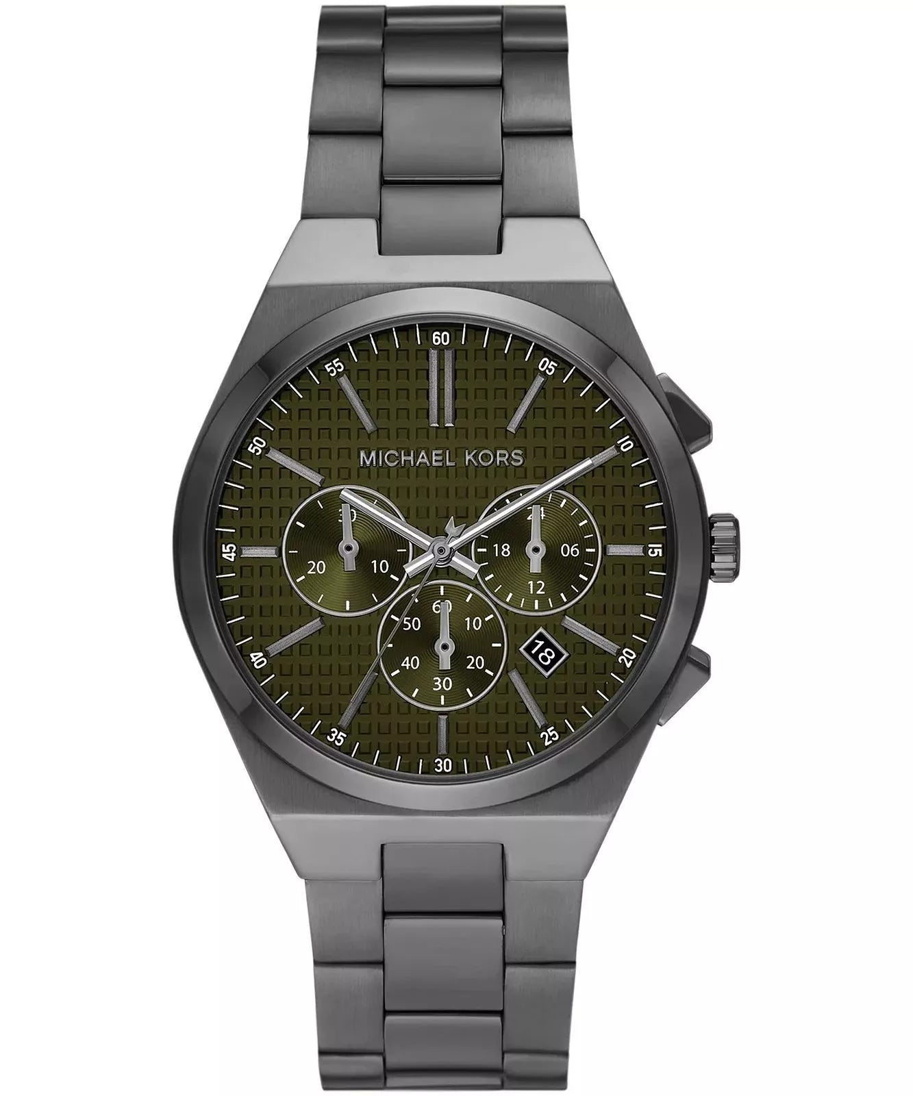 Michael Kors Lennox Chronograph watch with olive dial and gunmetal case