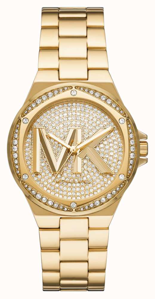 Michael Kors Lennox gold-tone ladies watch with crystal-paved dial and bracelet