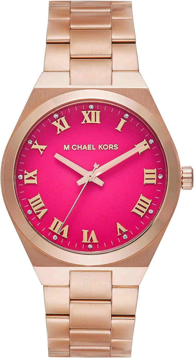 Michael Kors Lennox Analog Pink Dial Rose Gold Steel Strap Women's Watch - MK7462