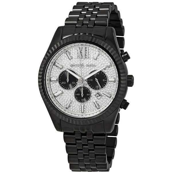 Michael Kors Lexington Chronograph Silver Crystal Pave Dial  Men's Watch MK8605 - Watches of New Zealand
