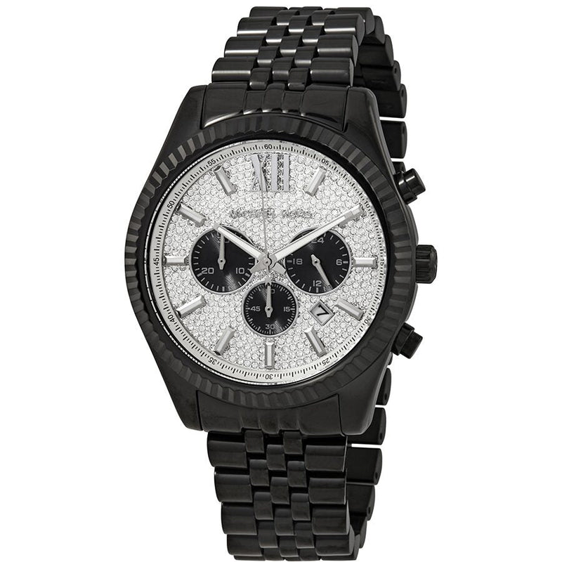 Michael Kors Lexington Chronograph Silver Crystal Pave Dial  Men's Watch MK8605 - Watches of New Zealand