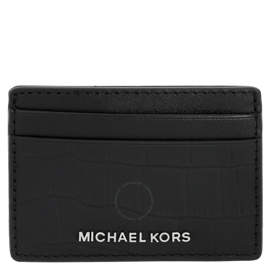 Michael Kors black leather card case with logo