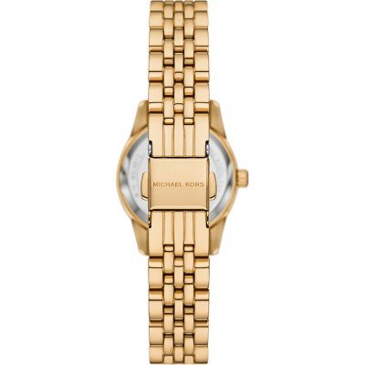 Caseback of Michael Kors Lexington MK4813 with engraved logo on gold-tone metal