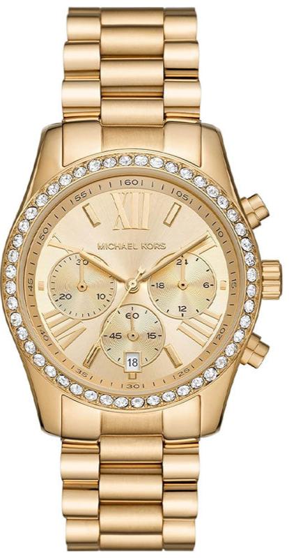 Michael Kors Lexington Lux gold-tone chronograph watch with crystal-set bezel and champagne dial