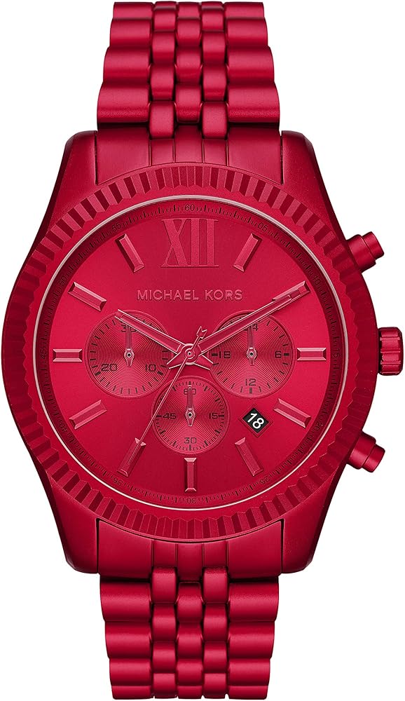Michael Kors Lexington Chronograph all red men's watch with bold red stainless steel case and chronograph subdials