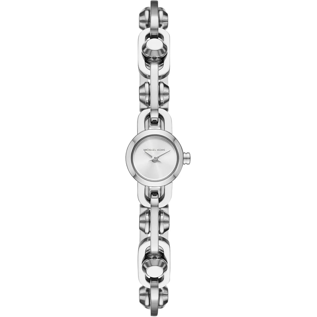 Michael Kors Mini Astor Link silver-tone watch with linked bracelet and silver dial