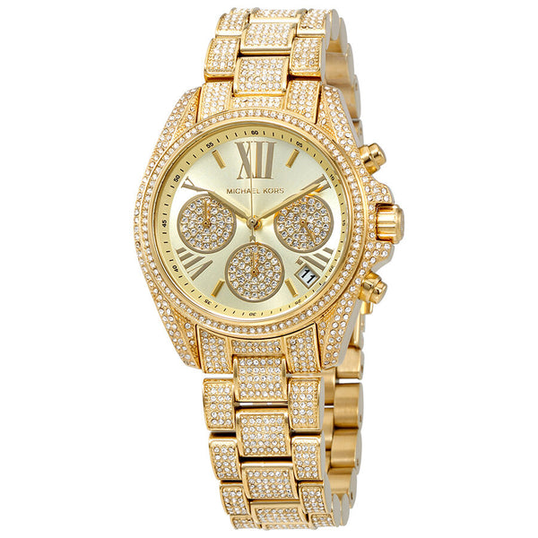 Michael Kors Mini Bradshaw Gold Dial Crystal Pave Ladies Watch MK6494 - Watches of New Zealand