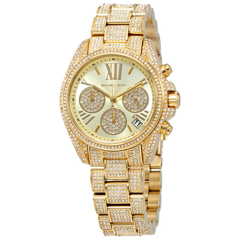 Michael Kors Mini Bradshaw Gold Dial Crystal Pave Ladies Watch MK6494 - Watches of New Zealand