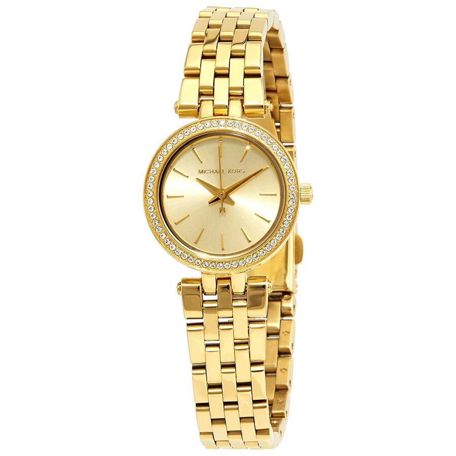 Michael Kors Mini Darci watch with champagne dial, crystal bezel, gold-tone case and bracelet