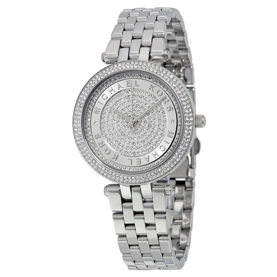 Michael Kors Mini Darci stainless steel ladies watch with crystal pave dial and diamond-set bezel