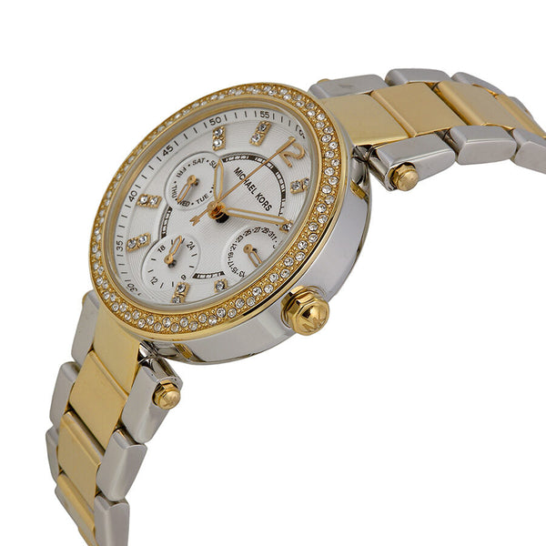 Michael Kors Mini Parker White Glitz Dial Steel Ladies Watch #MK6055 - Watches of New Zealand #2