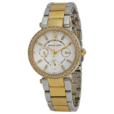 Michael Kors Mini Parker White Glitz Dial Steel Ladies Watch #MK6055 - Watches of New Zealand