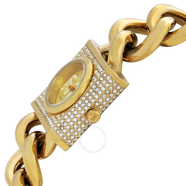Michael Kors MK Chain Lock Quartz Crystal Gold Dial Ladies Watch MK4711 - Watches of New Zealand #2
