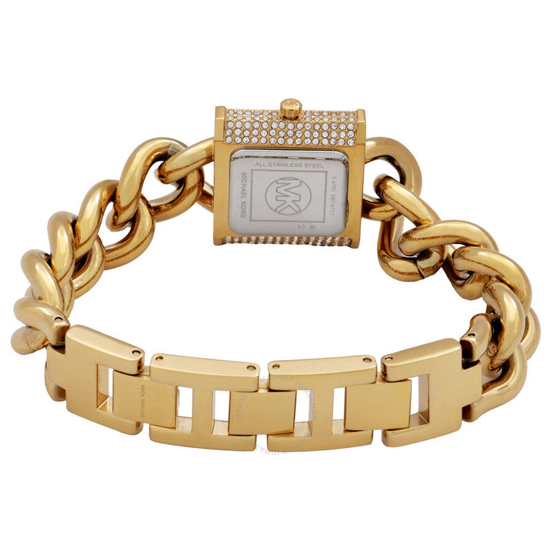 Michael Kors MK Chain Lock Quartz Crystal Gold Dial Ladies Watch MK4711 - Watches of New Zealand #3