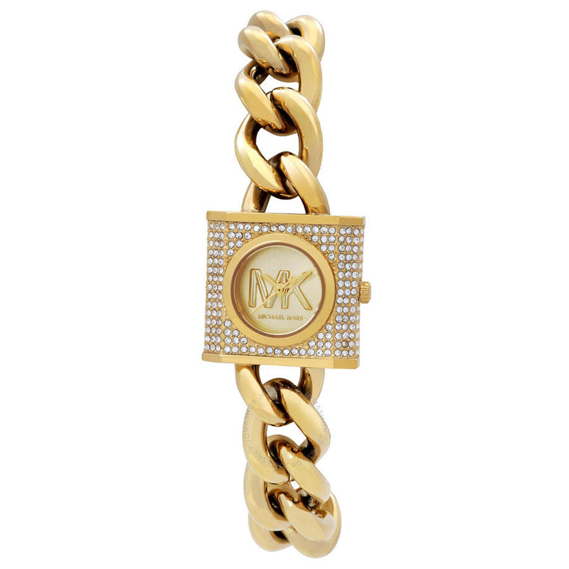 Michael Kors MK Chain Lock Quartz Crystal Gold Dial Ladies Watch MK4711 - Watches of New Zealand