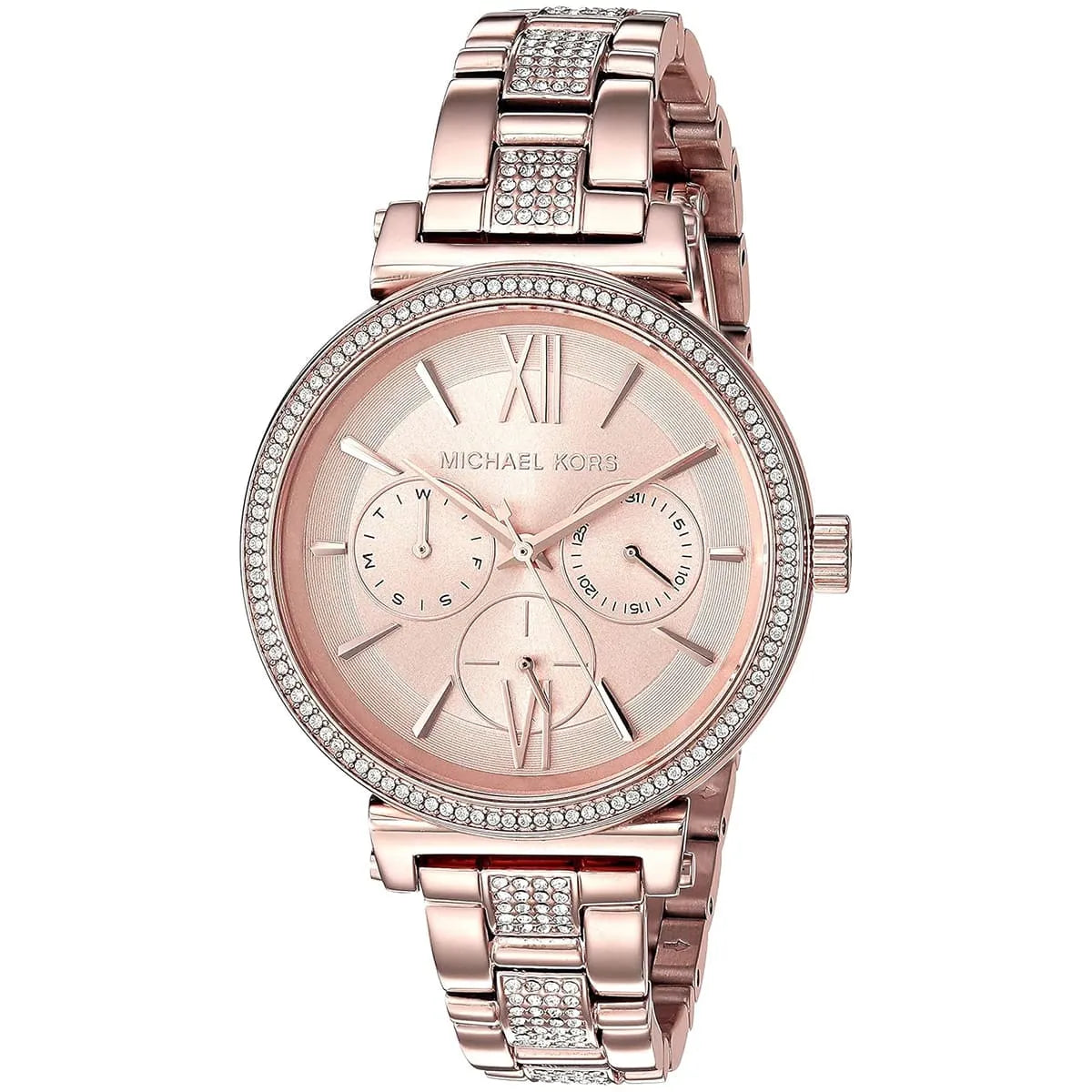 Michael Kors MK4354 Sofie rose gold chronograph with crystal-set bezel and metal bracelet