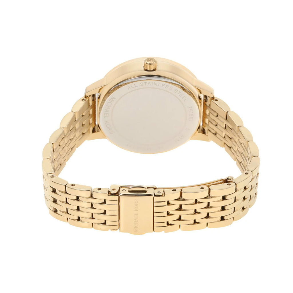 Michael Kors MK4371 watch caseback and gold-tone bracelet strap