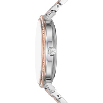 Michael Kors Pyper MK4667 side view showing two-tone bracelet and case profile