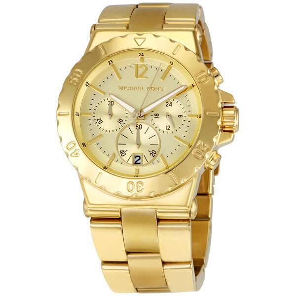 Michael Kors MK5313 gold chronograph watch with champagne dial and gold link bracelet