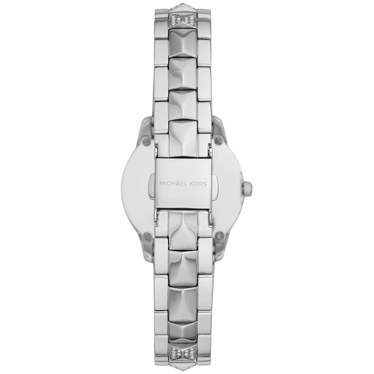 Michael Kors Runway Mercer women's watch shown from behind with strap and case back visible