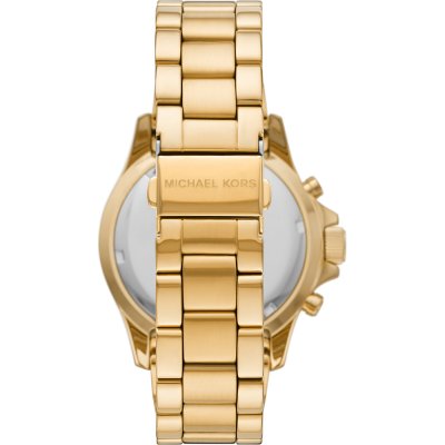Michael Kors MK6971 Everest watch caseback showing gold-tone case and link bracelet