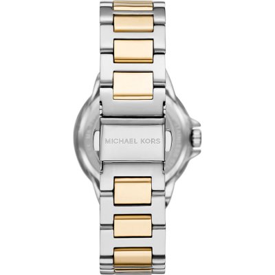 Michael Kors MK6982 Camille watch caseback showing metal bracelet construction