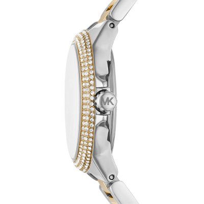 Michael Kors MK6982 Camille watch side profile with diamond-set bezel
