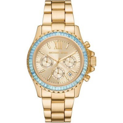 Michael Kors MK7210 Everest gold chronograph watch with blue crystal bezel and champagne dial