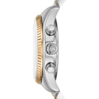 Michael Kors MK7218 Lexington watch side view showing case depth and pushers