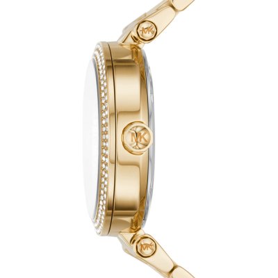 Michael Kors MK7283 Parker gold metal bracelet strap with crystal-studded bezel detail