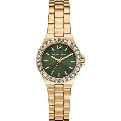 Michael Kors Lennox MK7395 gold-tone watch with green dial and crystal-set bezel