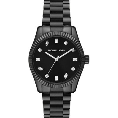 Michael Kors Lexington MK7442 black stainless steel watch with crystal-set dial and link bracelet